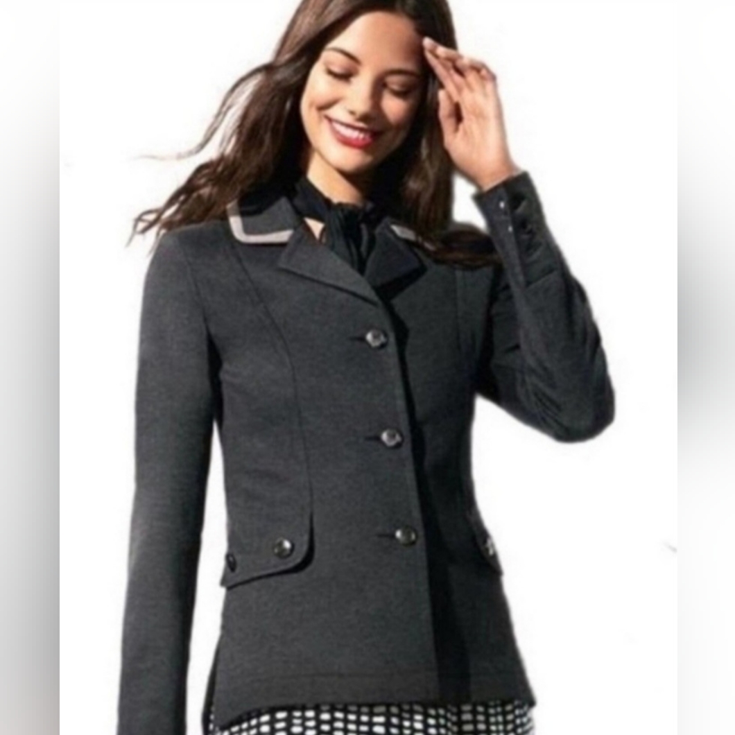 Cabi Charcoal Gray Ponte Crew Blazer Sz Med Style # 3030